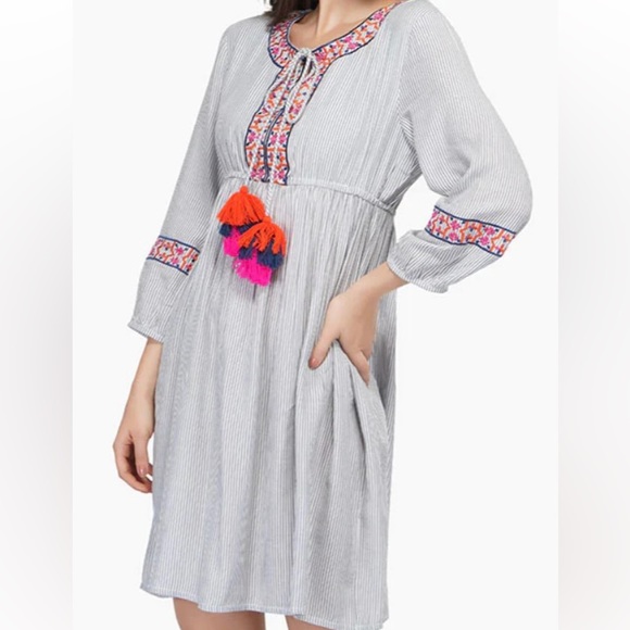 Girls PERIWINKLE EMBROIDERED DRESS | BOHEMIAN EMBROIDERED DRESS - Picture 6 of 8